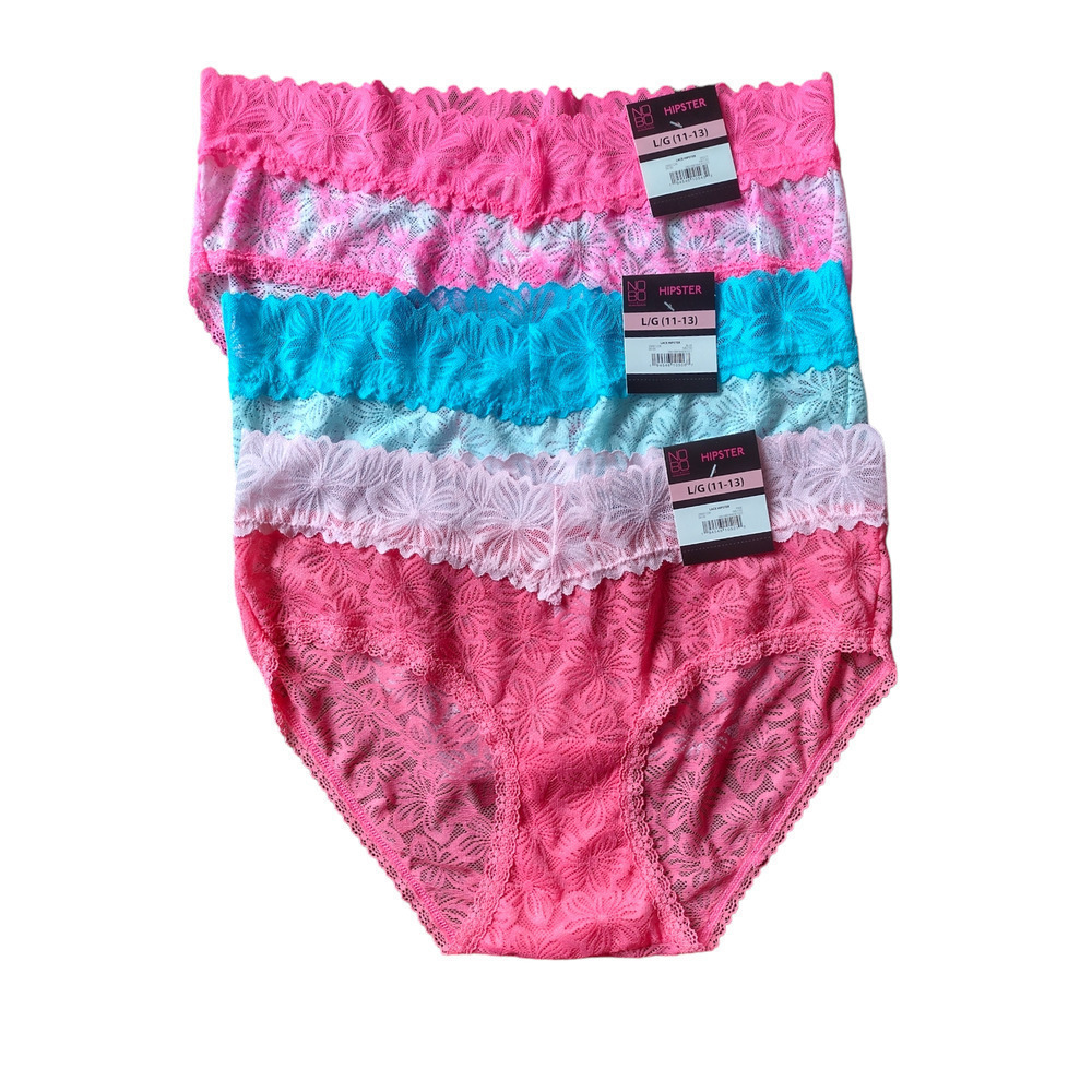 3 Large  Floral Lace Underwear Lace Contrasting Scalloped Trim Underpants Panty